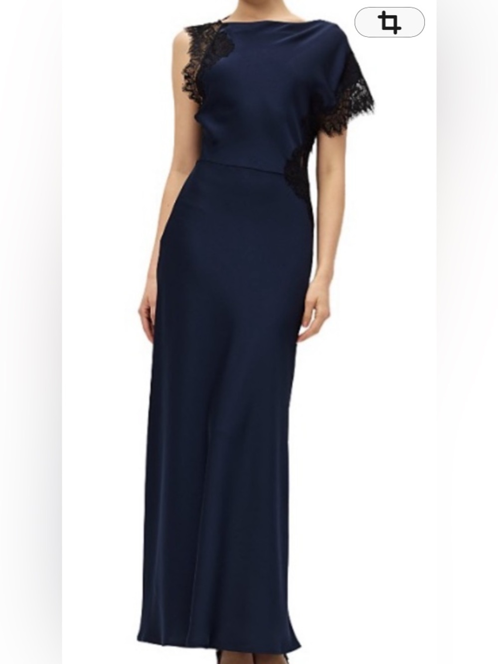 Elodie The Label Elegant and Soft Maris Blues and Black Lace Maxi Dress NWT L